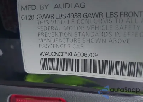 2020 Audi A5 Sportback Premium Plus 45 Tfsi Quattro S Tronic из США, поврежденный, VIN WAUCNCF5XLA006709